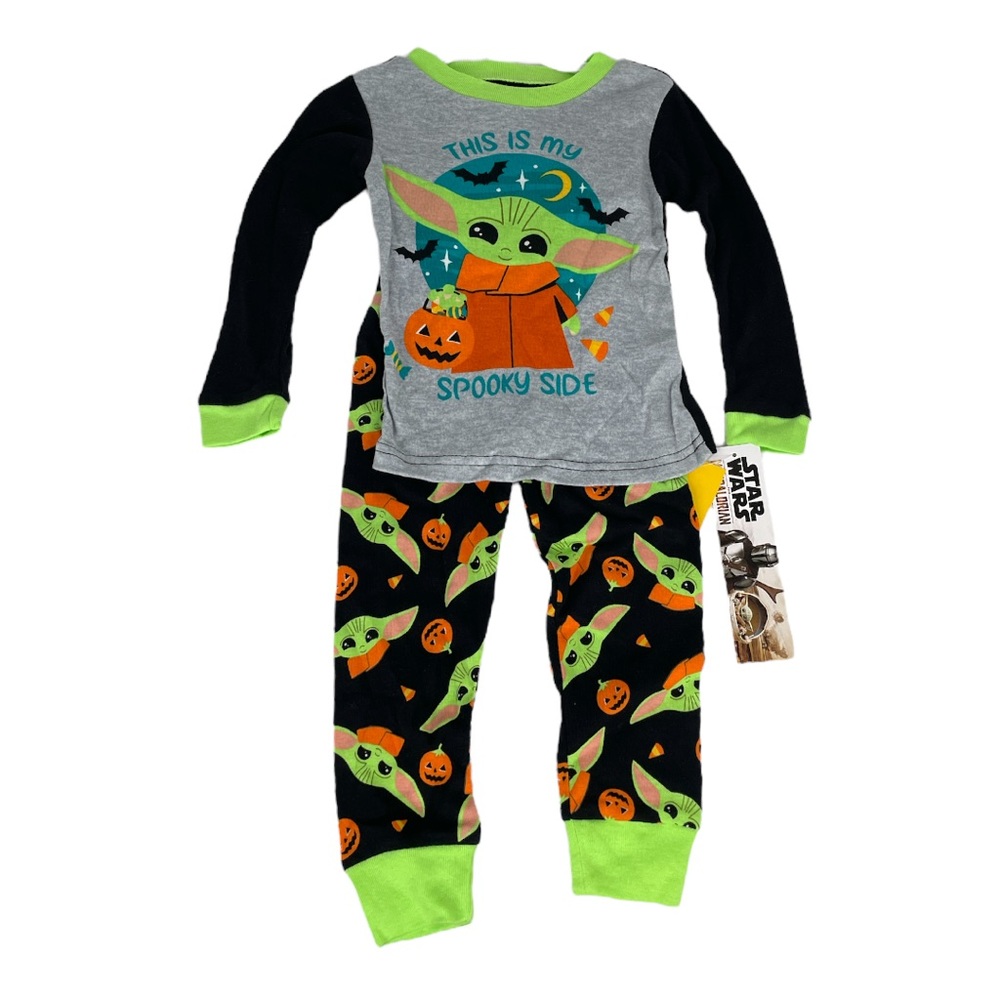 Star Wars The Mandalorian This Is My Spooky Side Pajamas Gray Black Size 3T